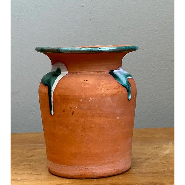 Vintage Drip Glaze Terracotta Vase For Sale - Image 10 of 12