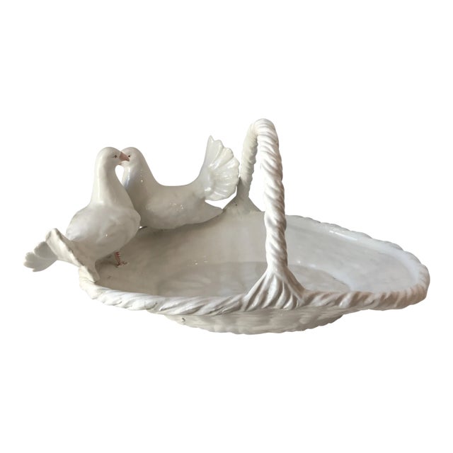 Vintage Ceramic Dove Basket For Sale