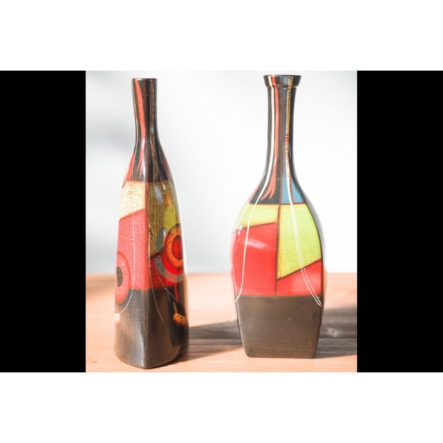 Vintage Hand-Painted Terracotta Vases, 1970s, Set of 2 For Sale - Image 10 of 10