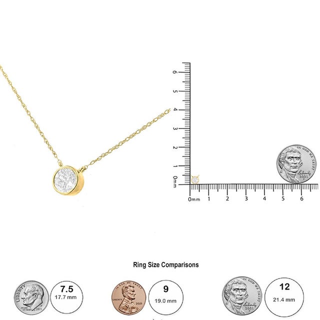 Early 21st Century 14K Yellow Gold .925 Sterling Silver 1/3 Cttw Round Cut Diamond Bezel 18" Pendant Necklace (J-K Color, I1-I2 Clarity) For Sale - Image 5 of 5