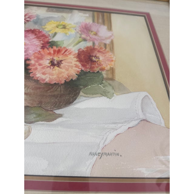 Paint Late 20th Century Nancy Martin Original Watercolor Still Life, Framed For Sale - Image 7 of 9