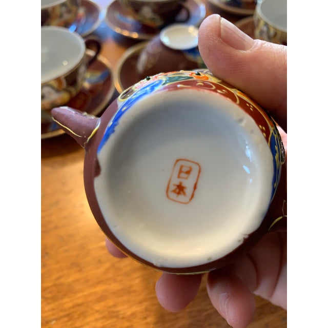 Mid 20th Century Japanese Dragonware Moriage Tea Set Kutani Lithophane Serves 8 For Sale - Image 4 of 12