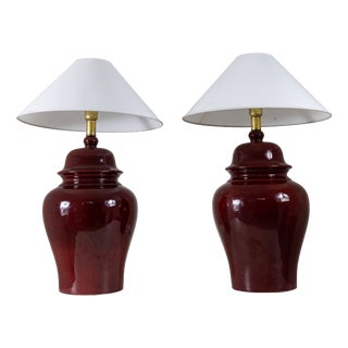 Red Table Lamps by Tommaso Barbi, 1970s, Set of 2 For Sale