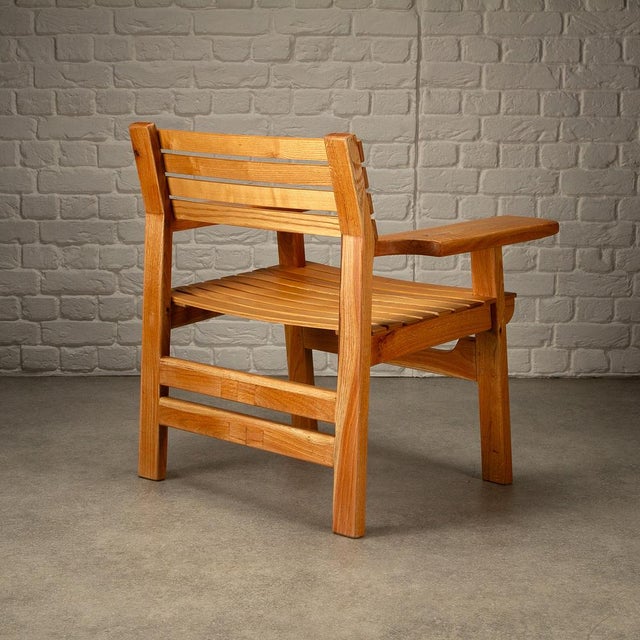 Set of Hand Crafted Oak Armchair and Side Table, Denmark For Sale - Image 9 of 18