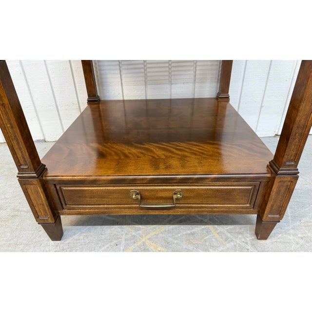 Brown Vintage Ethan Allen Directoire Walnut Side Tables - Set of 2 For Sale - Image 8 of 12