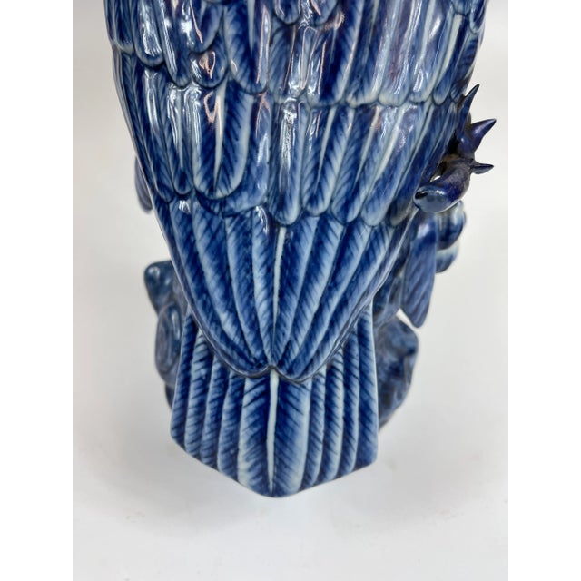 20th Century Large Blue and White Hand Painted Chinoiserie Bird For Sale In San Francisco - Image 6 of 10