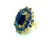 Bochic "Orient" Vintage Natural Blue Sapphire & Diamond Vintage Cluster Ring Set 18K & Silver Blue Sapphire - 12 Carat...