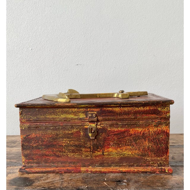 Wood Vintage Patinated Brass Anchor Box For Sale - Image 7 of 12