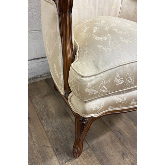 Vintage French Provincial Louis XV Style Carved Bergere Armchairs - Pair For Sale - Image 10 of 18
