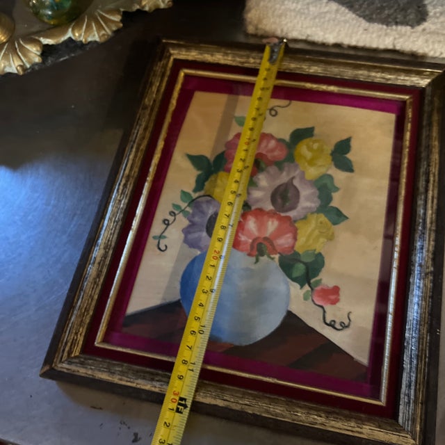 Pink 1970s Framed Floral Arrangement in Vase Painting For Sale - Image 8 of 10