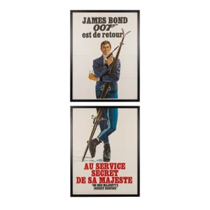 French James Bond on Her Majestys Secret Service Posters from Eon Productions, 1969, Set of 2