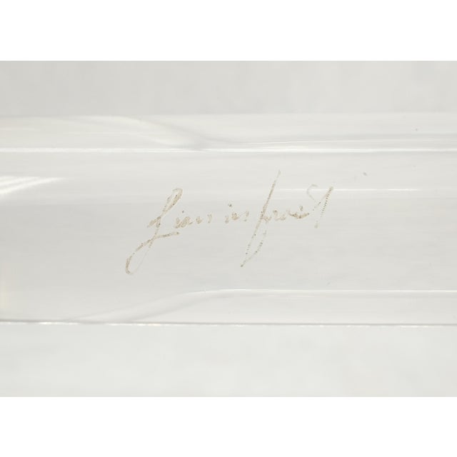 Metal Pair Bent Lucite 1970s New Alcantera Upholstery Swivel Barstool Chairs Chairs For Sale - Image 7 of 15