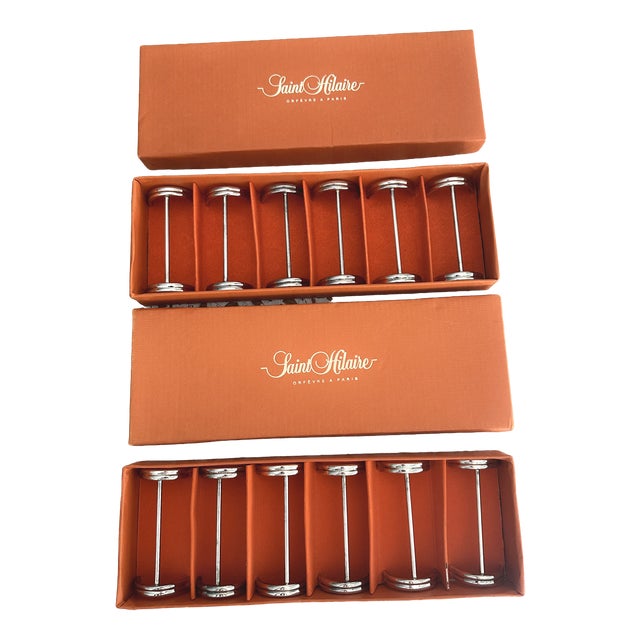 Silver-Plated Metal Knife Rests, France, 1980s, Set of 12 For Sale