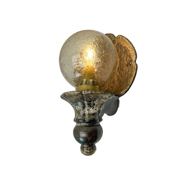 Fat Lava Ceramic Wall Lamp with Speckled Glass, 1960s For Sale - Image 4 of 10