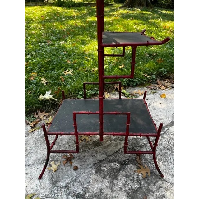 Late 20th Century Chinoiserie Red Plant Stand For Sale - Image 11 of 11