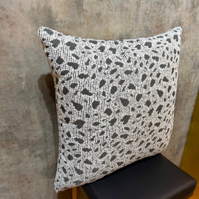 Charcoal Leopard Spot Woven Cushion Cover For Sale - Image 8 of 11
