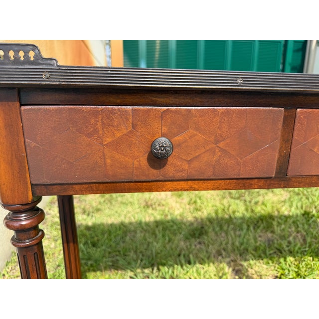 1990s Theodore Alexander the Louis XVI Leather Console Table For Sale In West Palm - Image 6 of 13