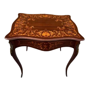 Early 20th Century Antique Louis XVI Style Metal Mounted Inlaid Mahogany Center Table.