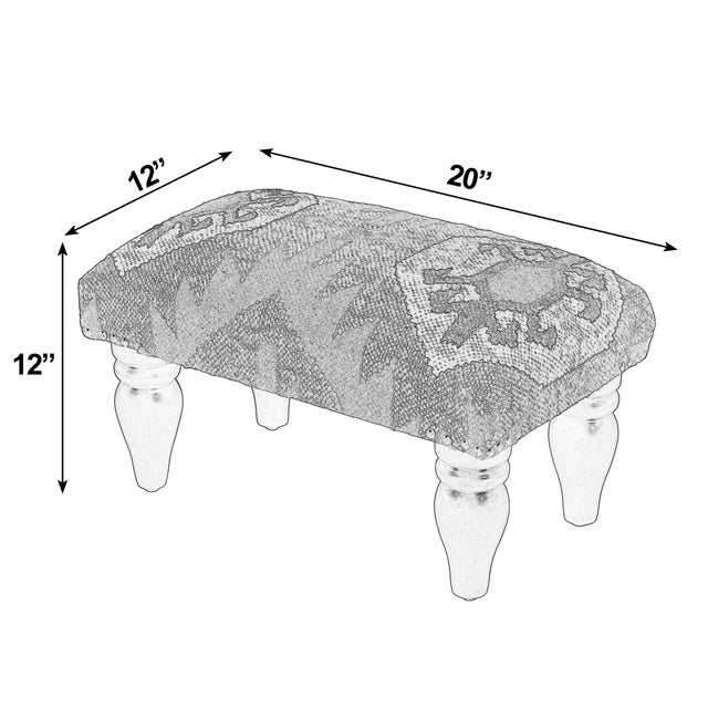 Rustic Berino 20 in. W x 11" H Rectangular Upholstered Stool, Mountain Lodge For Sale - Image 3 of 7