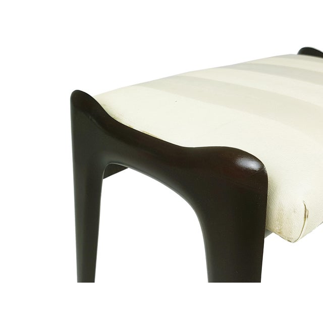 Mid-Century Modern Italian Ottomans in Ivory Skai and Wood, 1950s, Set of 2 For Sale - Image 6 of 10