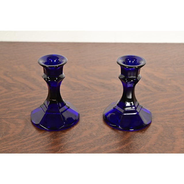 A gorgeous pair of cobalt blue Murano glass candlesticks Designed by Elsa Peretti for Tiffany & Co. Produced by Archimede...