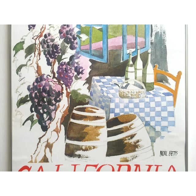 American Noal Betts Vintage 1980's " California Wine Country " Lithograph Print Framed Travel Poster For Sale - Image 3 of 13