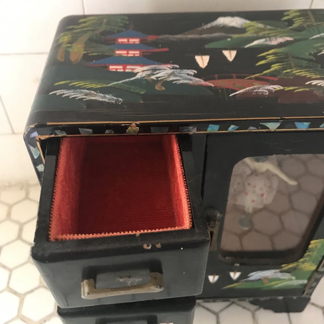 1940s Japanese Black Lacquer Ballerina Music Jewelry Box ...