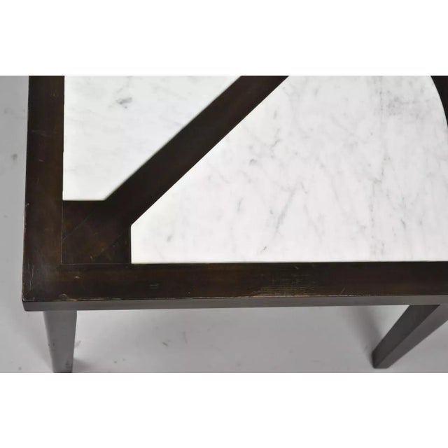Wood Vintage Mid Century Modern Mahogany & Marble Top Slice Corner Side Table For Sale - Image 7 of 10