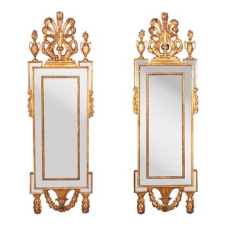 Italian Neoclassical Giltwood Mirrors - A Pair For Sale