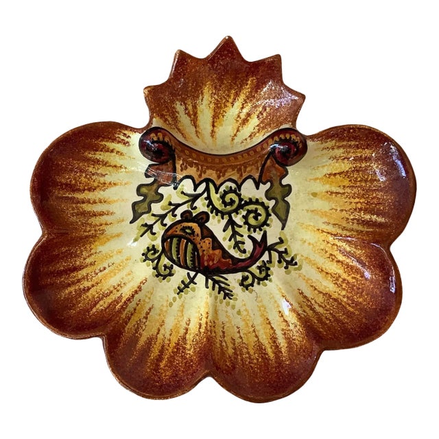 1930 French Fouillen Quimper Faience Oyster Plate For Sale