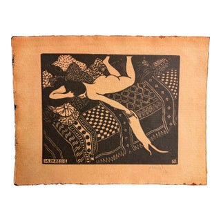 La Paresse, Félix Vallotton, Original Signed Woodcut, 1896 For Sale