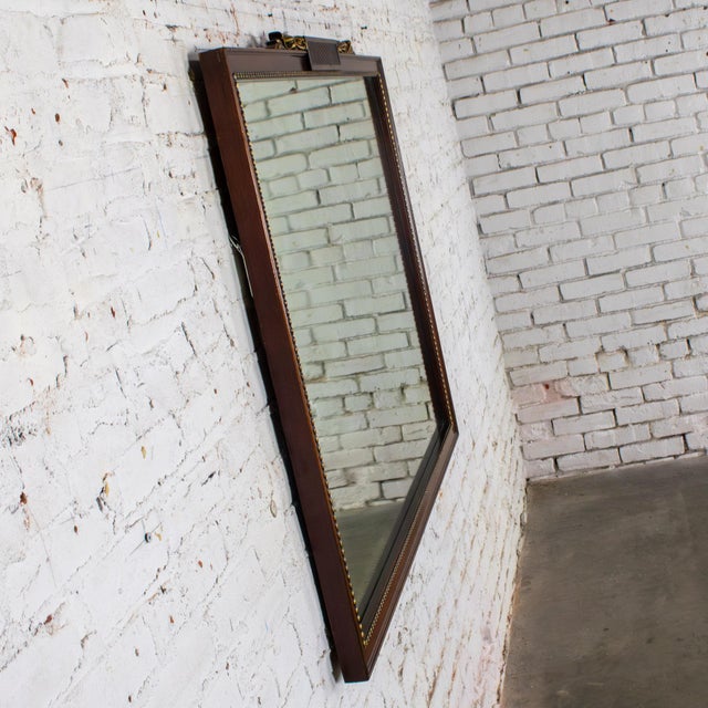 Traditional 20th Century Traditional or Regency Style Rectangular Wall Mirror Walnut Tone & Gilded Details For Sale - Image 3 of 17
