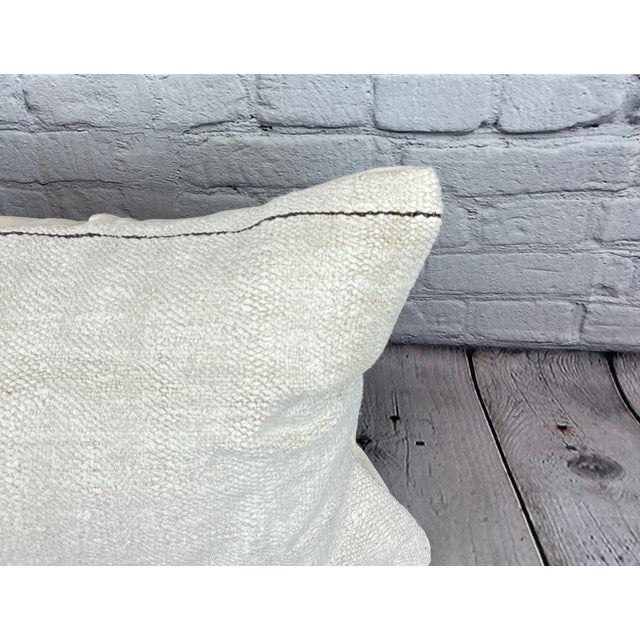 Turkish 16 x 24 Hemp Pillow Turkish Cushion Natural White Pillow Cushion Cover For Sale - Image 3 of 4