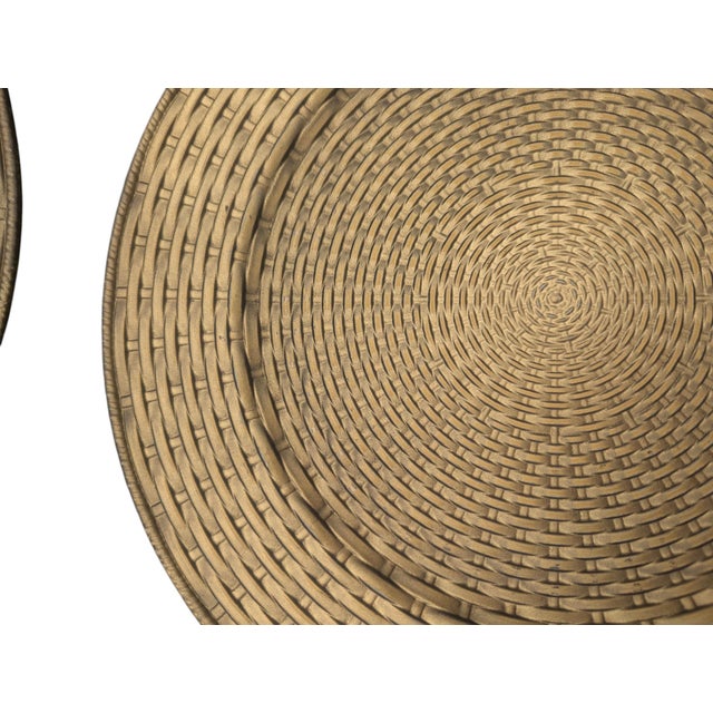 Late 20th Century Trompe Loleil Faux Woven Wicker Charger Plates- Set of 4 For Sale - Image 5 of 12
