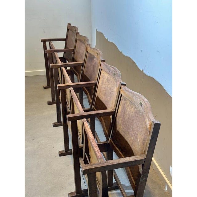 Vintage Wooden Cinema Bench For Sale - Image 3 of 5