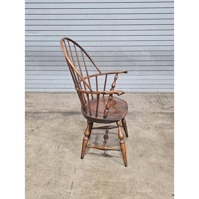 Wood Late 20th Century Warren Chair Company Sack Back Windsor Arm Chair For Sale - Image 7 of 8