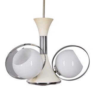 Vintage Space Age Italian Chandelier with Glass Lights, 1970s For Sale