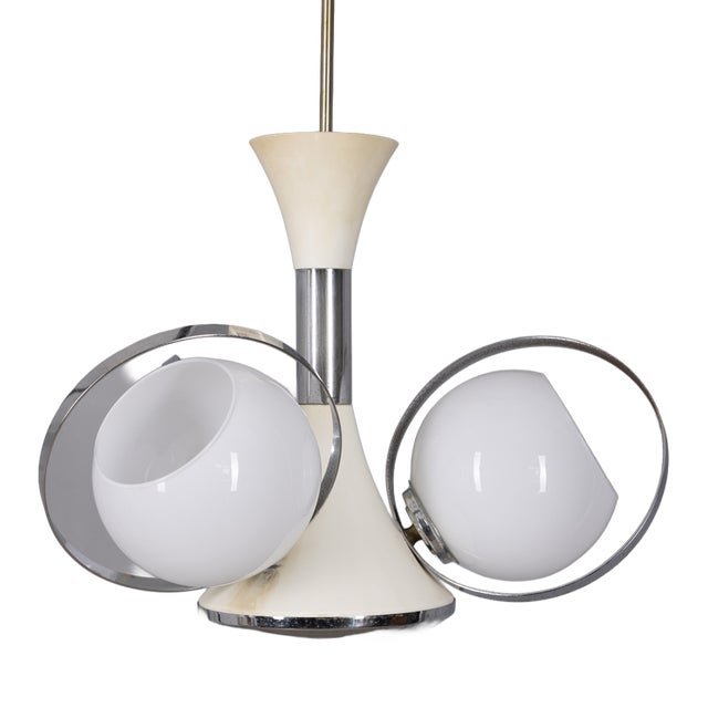 Vintage Space Age Italian Chandelier with Glass Lights, 1970s For Sale