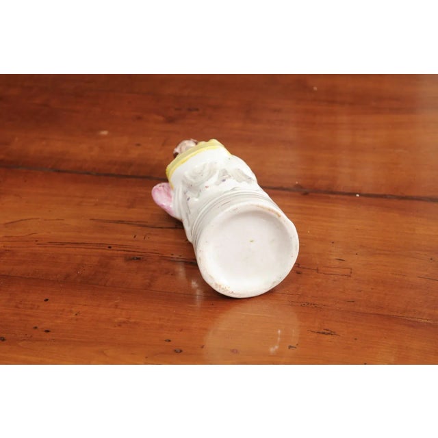 English Mid 20th Century Small English Porcelain Decorative Figurine Depicting Lady with Floral Basket For Sale - Image 3 of 12