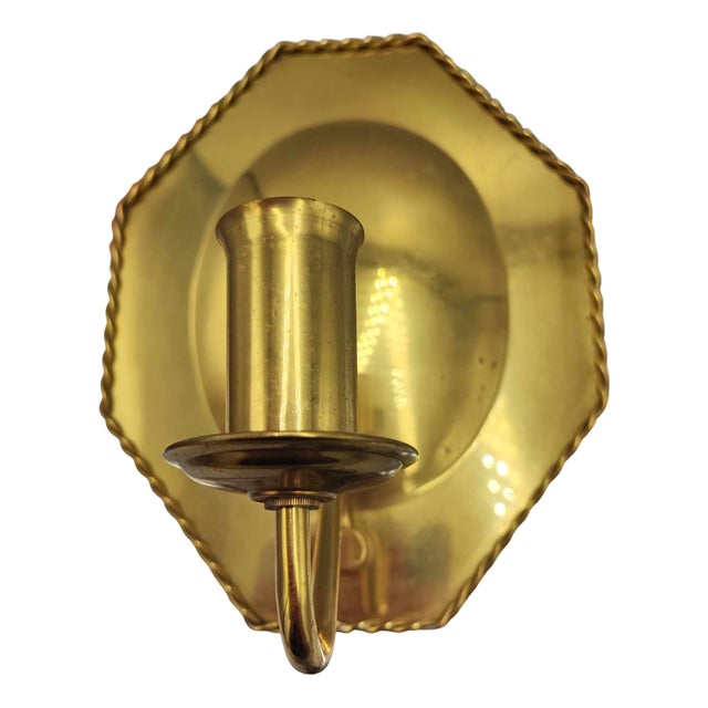 Vintage Brass Reflective Wall Lamp, 1970s For Sale