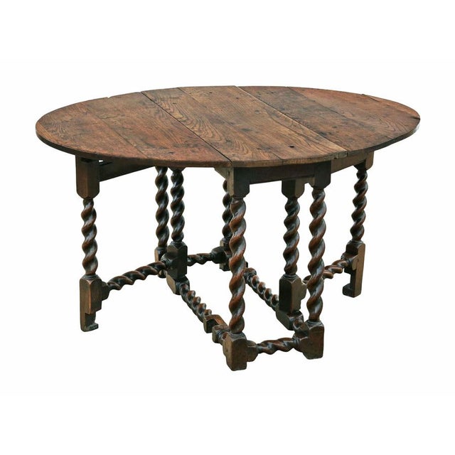Antique Oak Drop-Leaf Gate Leg Dining Table, 1700s For Sale - Image 4 of 9