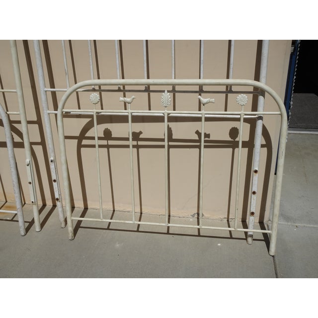 White Pair Tall Vintage French Country Cast Iron White Twin Bed Frames Headboards For Sale - Image 8 of 12
