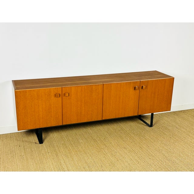 Scandinavian Teak Sideboard with Metal Sled-Style Legs, 1960 For Sale - Image 10 of 15
