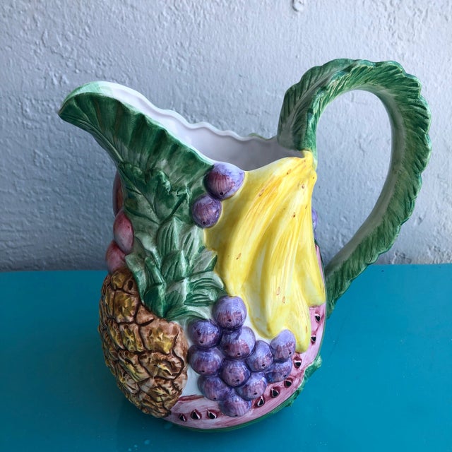 Vintage 1988 Fitz and Floyd Calypso Fruit Pitcher | Chairish