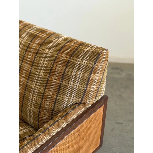 Vintage Plaid & Cane Lounge Chair For Sale - Image 18 of 18