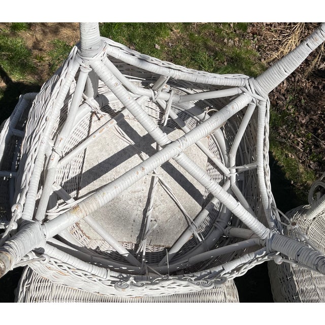 1899 Attributed to Heywood & Wakefield Wicker Loveseat, 2 Chairs and Cocktail Table Seating Group- 4 Pieces For Sale - Image 9 of 18