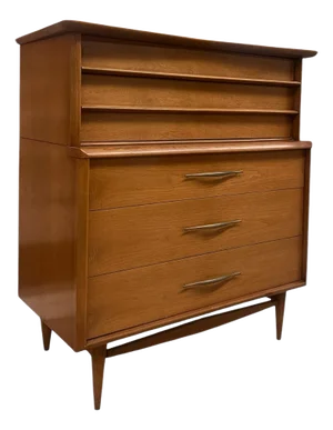1970s Vintage Mid Century Modern Five Drawer Solid Walnut Dresser by Kent Coffey Foreteller Line