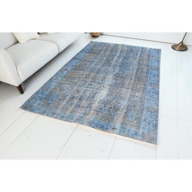 Blue Oushak Anatolian Area Rug For Sale - Image 6 of 10