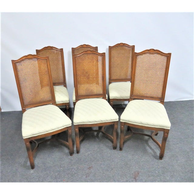 Italian Style Walnut Caned Dining Chairs Set of 6 Chairish