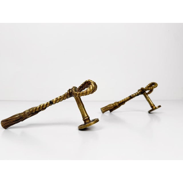 Mid-Century Italian Hollywood Regency Brass Handles or Wall Hooks, 1970s, Set of 2 For Sale - Image 11 of 17